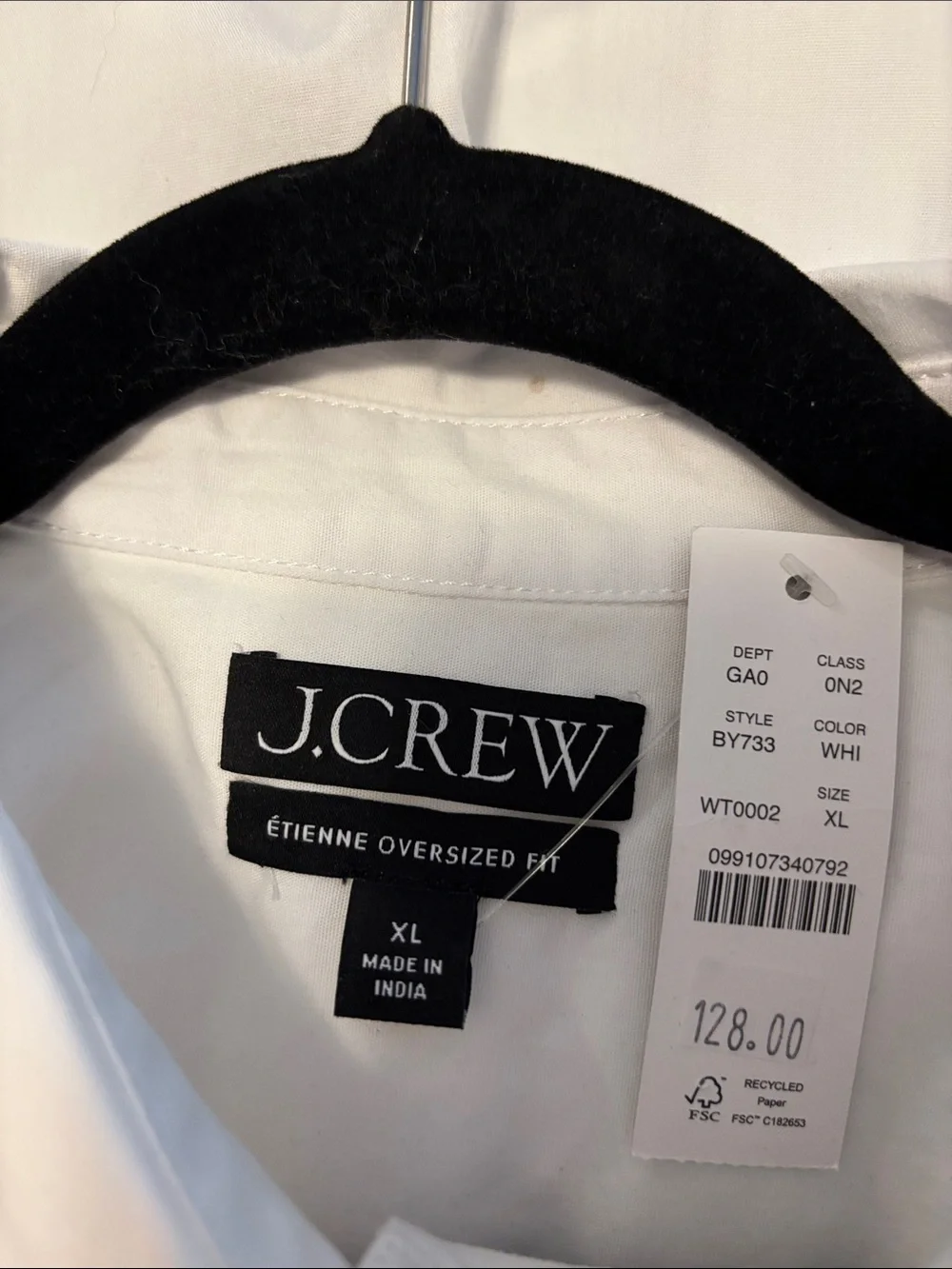 J Crew Etienne Oversized White Button-Down Shirt